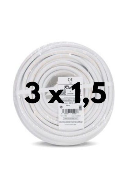 ROLLO 50ml CABLE ELECT. 3 x 1,5 - 1000v - BLANCO