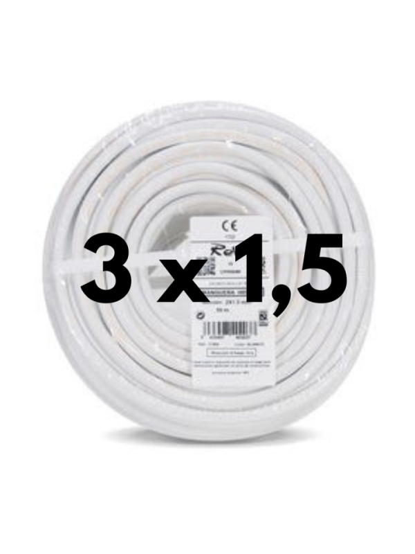 ROLLO 50ml CABLE ELECT. 3 x 1,5 - 1000v - BLANCO