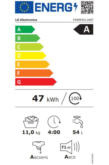 LAVADORA LG F4WR5011A6F 11KG 1400RPM A-10% (Div)