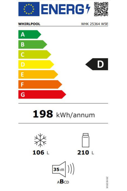 COMBI WHIRLPOOL WHK25364W5E NF 187X60 D