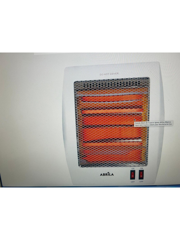 estufa elect de cuarzo igneo 800w blanco 2potencia s 2elementos portatil