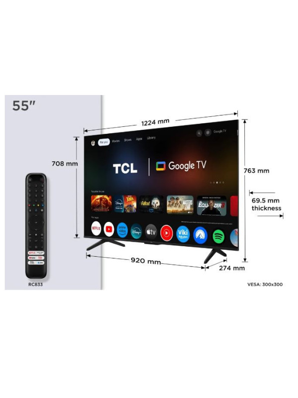 LED TCL 55 55P7K 4K QLED GOOGLE TV HDR F